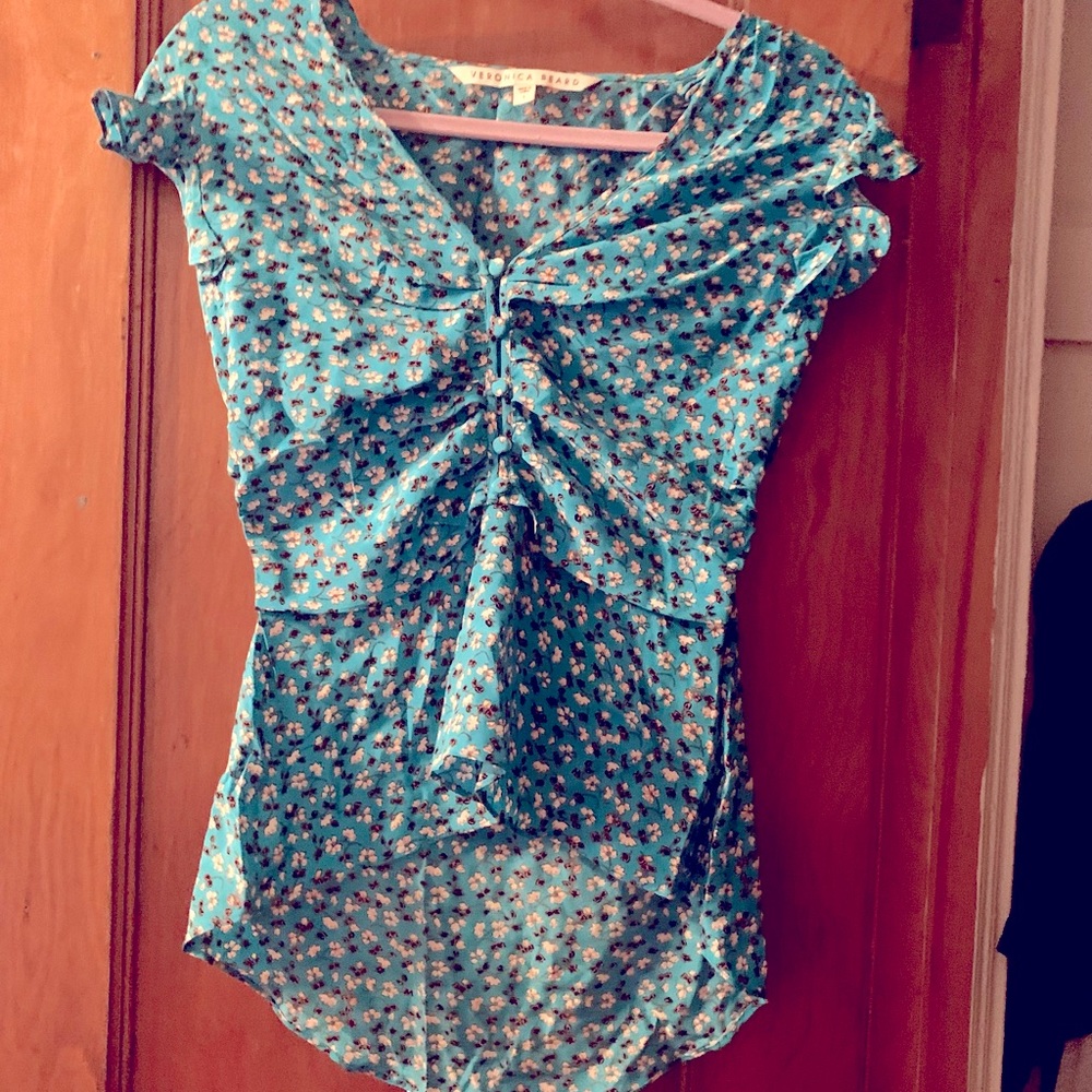 Blue Floral Blouse